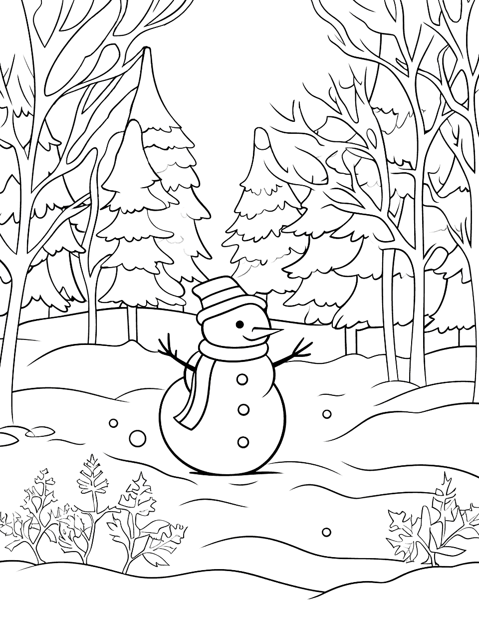 Winter Tree Coloring Pages