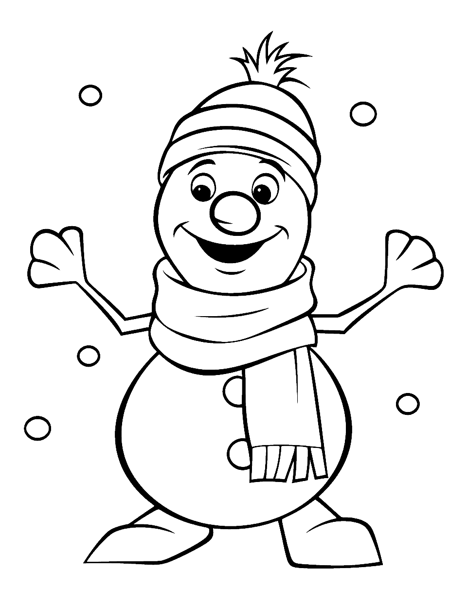 Frozen's Friendly Snowman Olaf Winter Coloring Page - The friendly snowman, Olaf, spreading joy in the winter season.