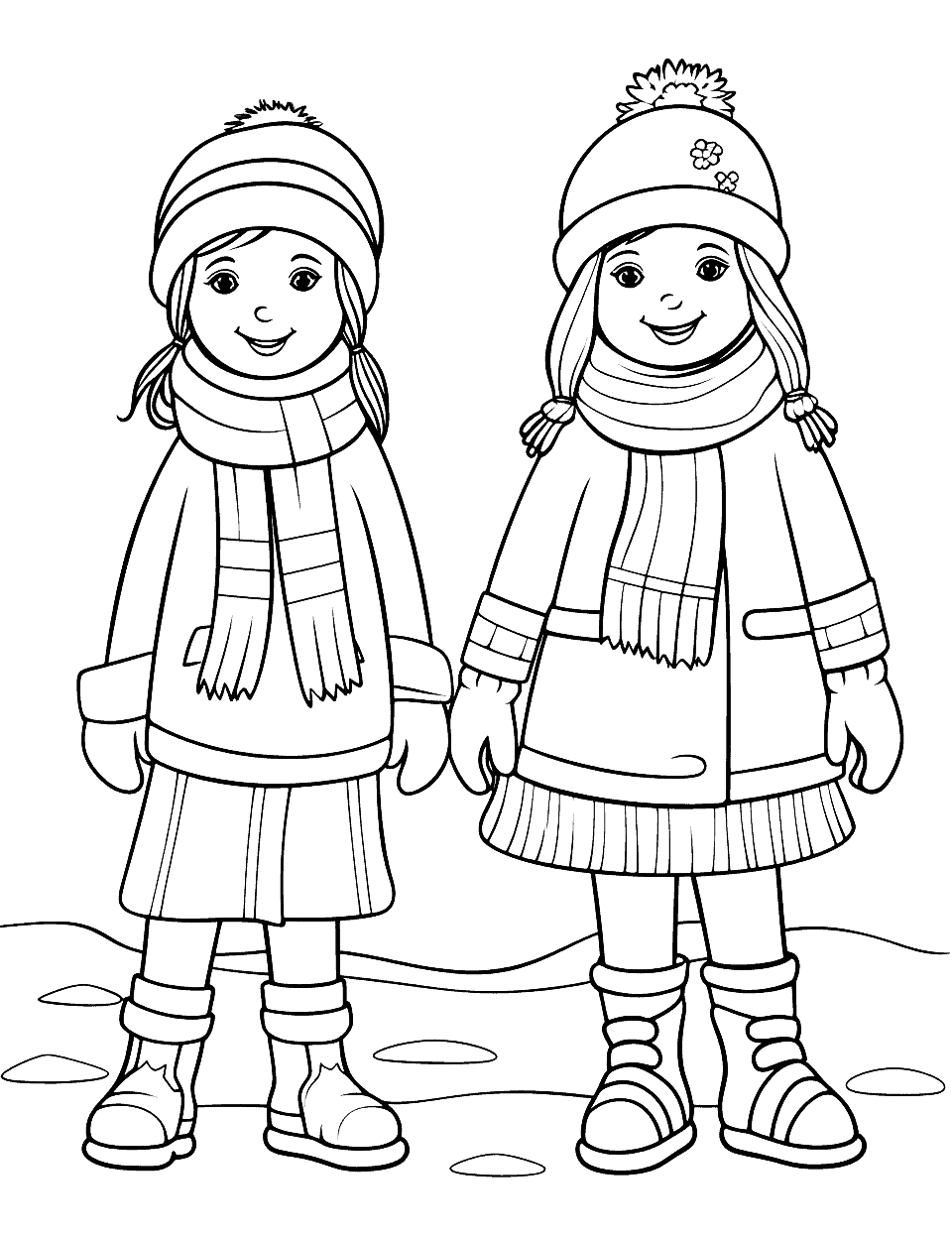 Winter Fashion Coloring Page - Various winter clothes, from coats to boots, ideal for fashion-loving kids.
