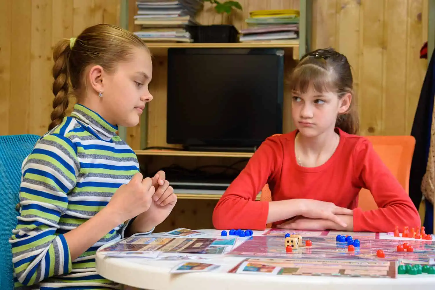 Girl playing board games