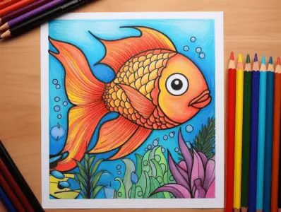 Drawing book worksheet color the fish color t Template | PosterMyWall