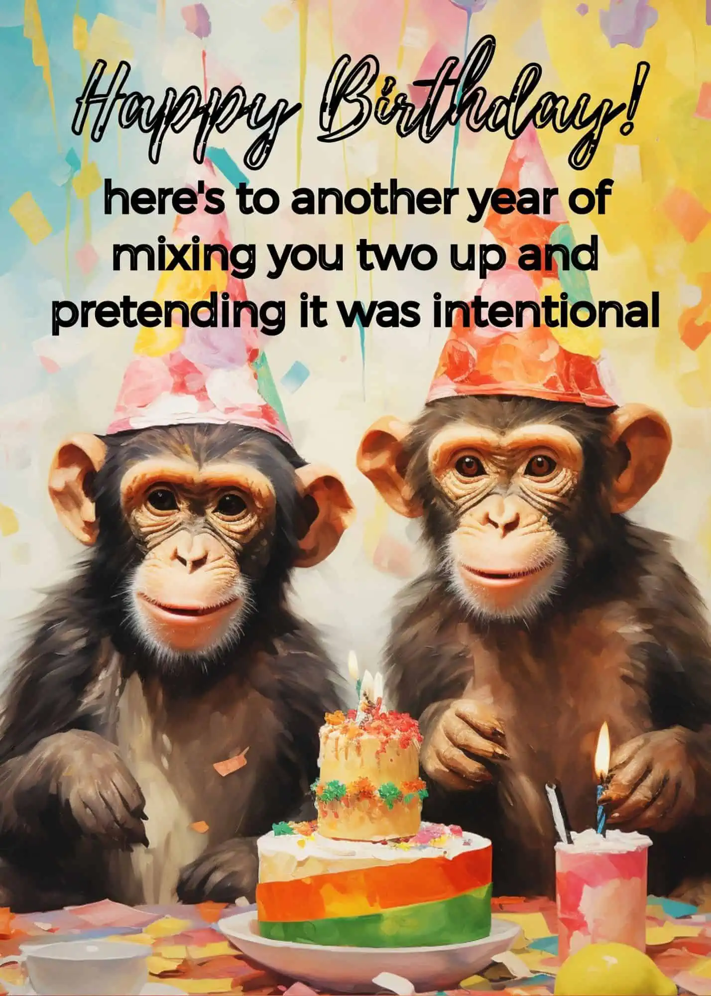 Humorous and light-hearted birthday wishes guaranteed to bring laughter to twins.