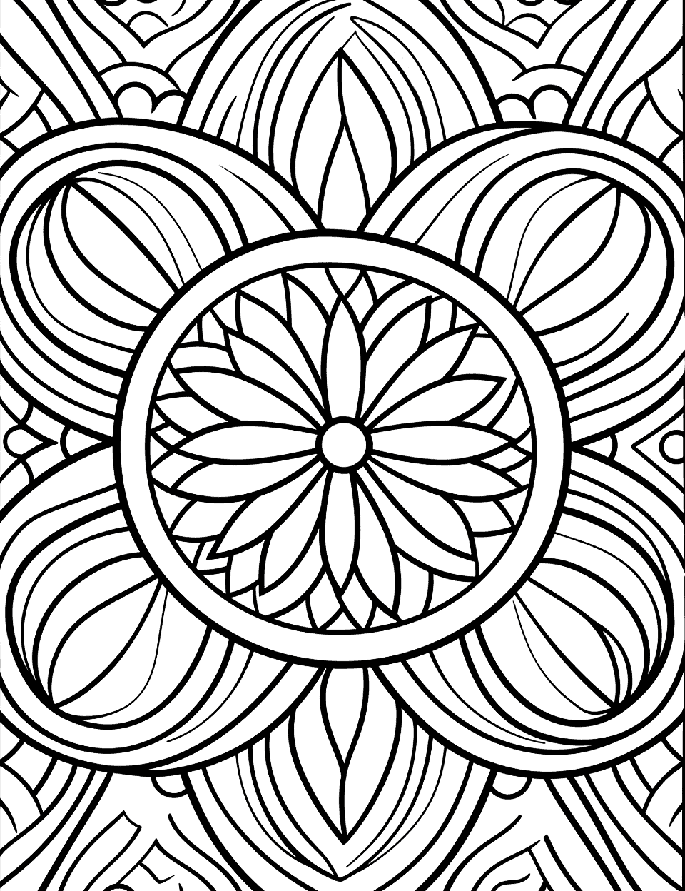 Pinterest Patterns Adult Coloring Page - A coloring page inspired by trendy patterns found on Pinterest, like mandalas and geometric shapes.