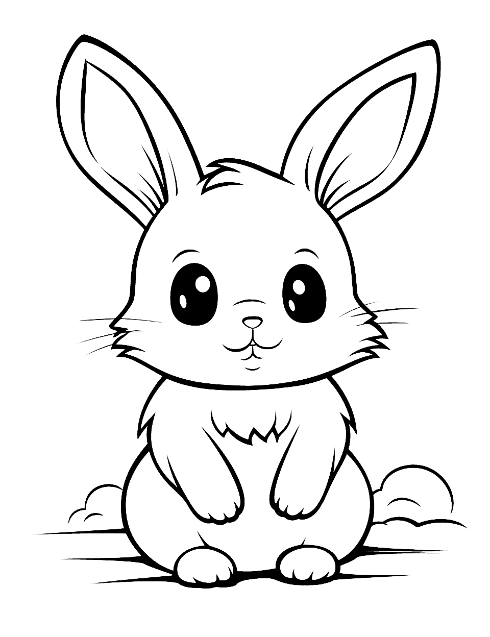 Chibi Bunny with Cheeks Puffed Coloring Page - An adorable Chibi-style bunny looking surprised with puffed cheeks.