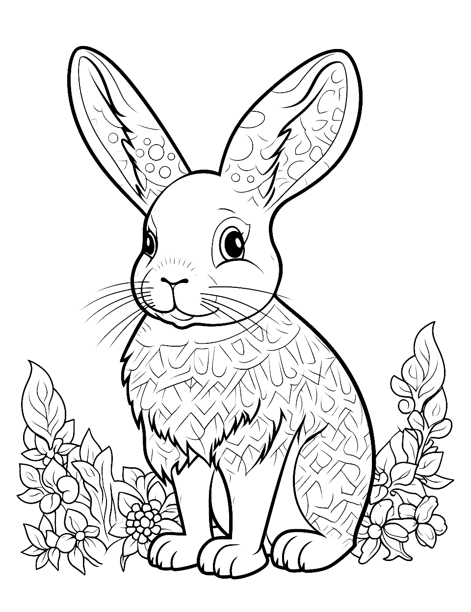 Zentangle Inspired Bunny Coloring Page - A bunny drawing using zentangle patterns for those who love intricate designs.