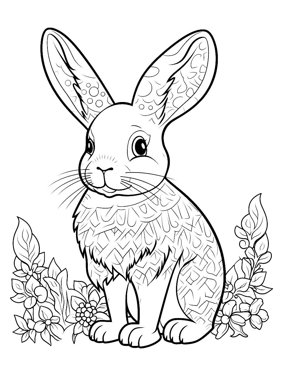 Zentangle Inspired Rabbit Bunny Coloring Page - A rabbit drawing using zentangle patterns for those who love intricate designs.