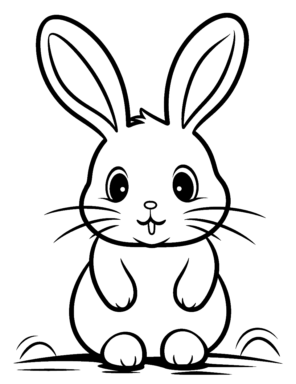 Simple Bunny Outline Coloring Page - A basic and easy outline of a bunny, perfect for toddlers to fill in.