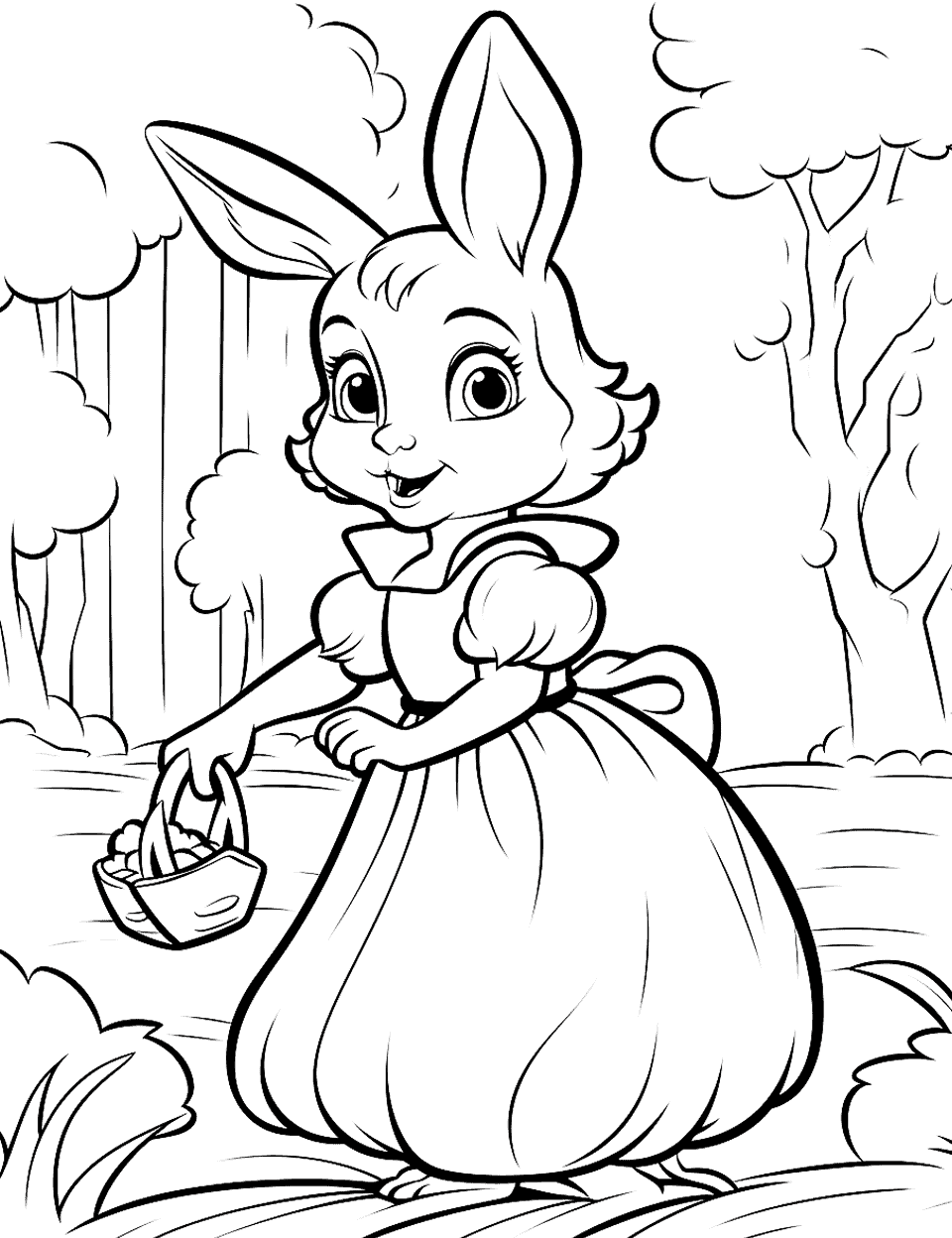 Disney Bunny in Wonderland Rabbit Coloring Page - Drawing from “Alice in Wonderland,” our bunny gets curious.