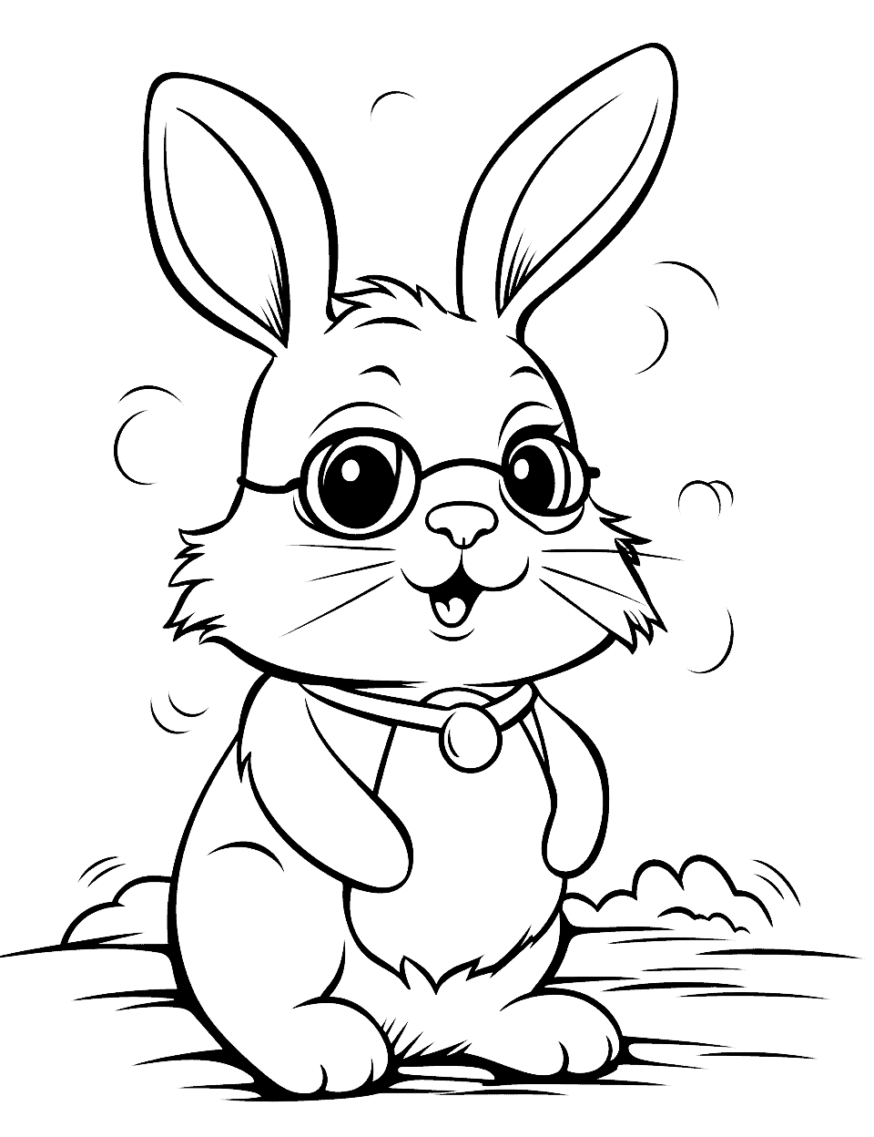 Adorable Bunny with Oversized Glasses Rabbit Coloring Page - A bunny tries on oversized spectacles, looking cuter than ever.