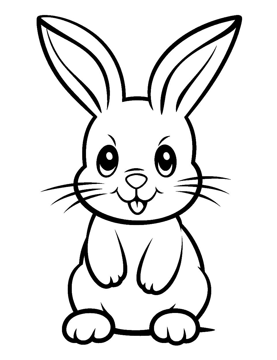 Easy Bunny for Beginners Rabbit Coloring Page - A straightforward bunny drawing with no intricate details, best suited for young kids.