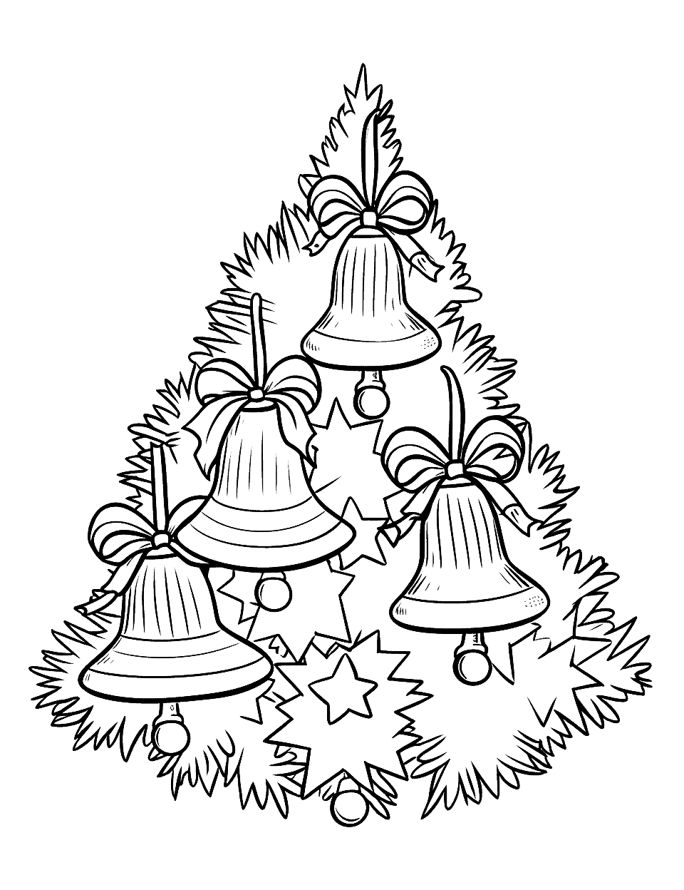 Carol of the Bells Christmas Coloring Page - Beautiful bells ringing out Christmas carols.