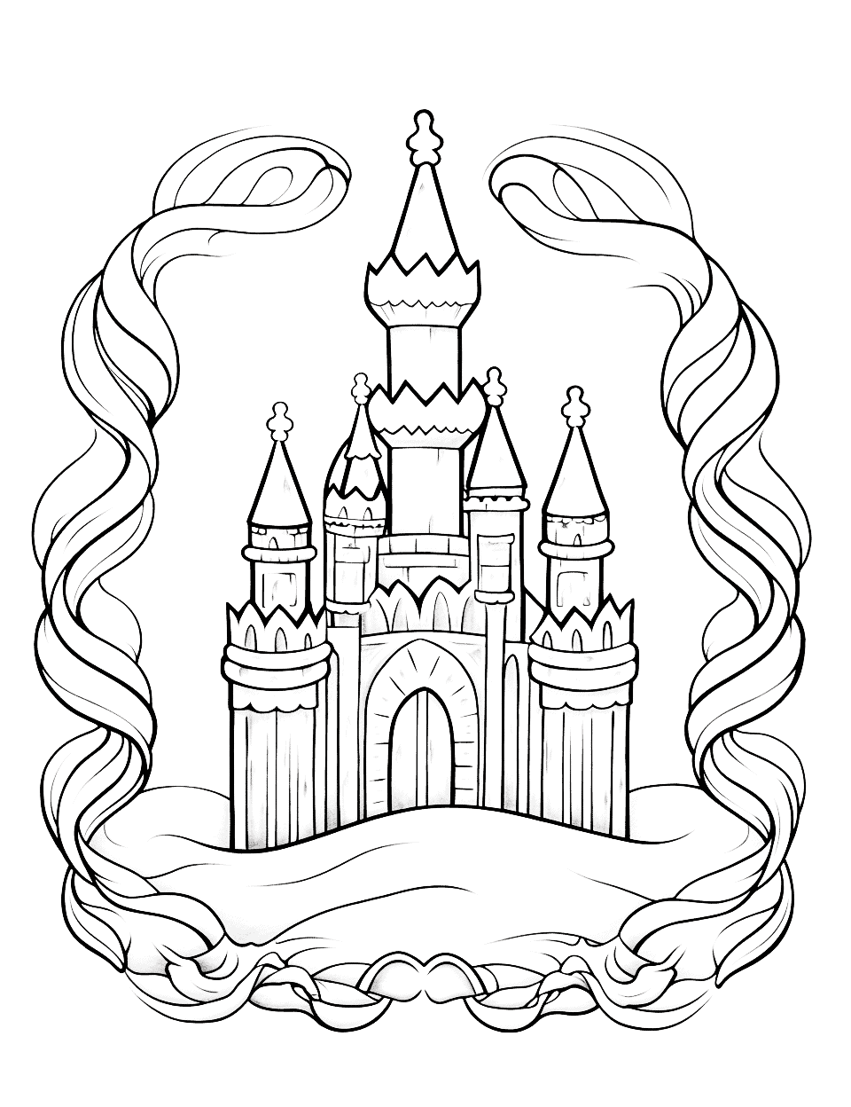 Ice Castle Christmas Coloring Page - A sparkling ice castle to celebrate the magic of winter and Christmas.