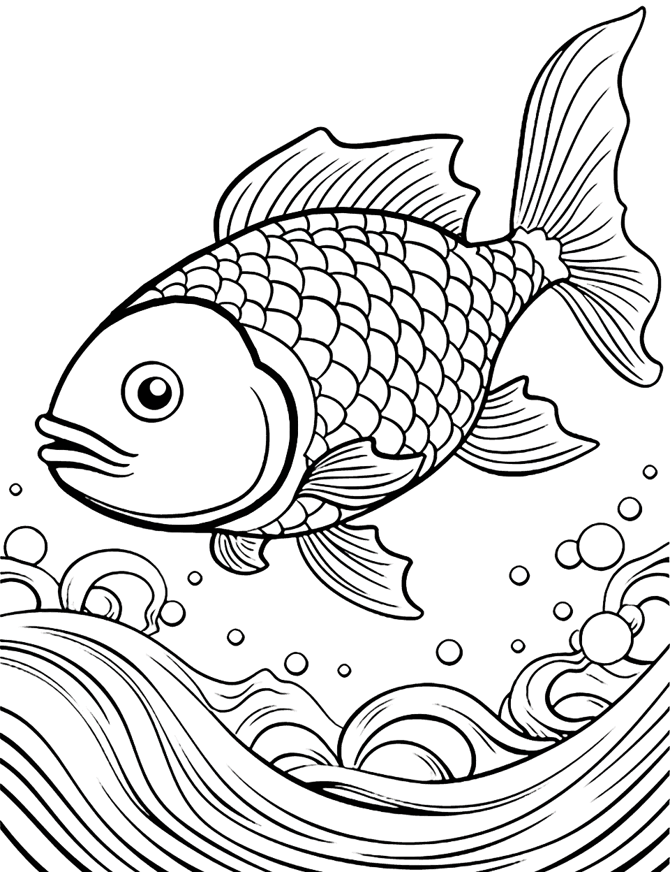 Flying Fish Above the Waves Coloring Page - Flying fish leaping out of the water, gliding gracefully in the air.