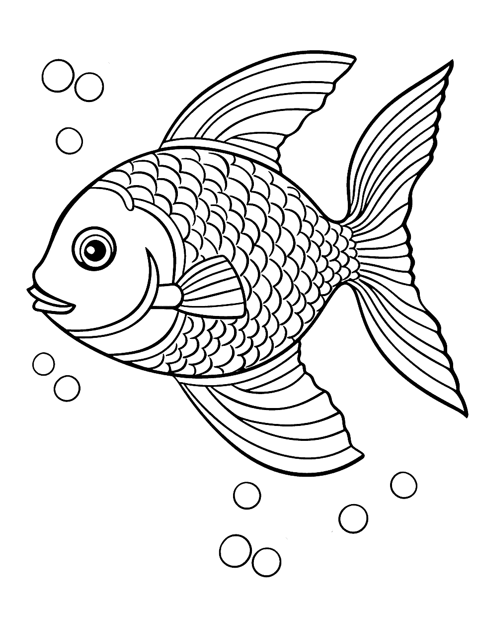 Stress Relief Fish Patterns Coloring Page - Detailed fish scales are designed to provide stress relief through coloring.