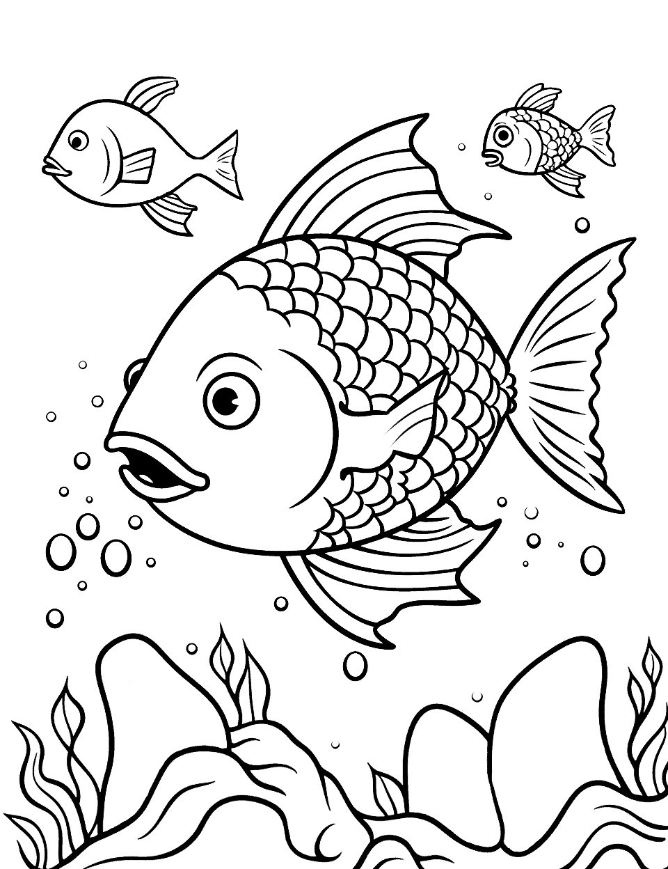 Fish Danger Trip Coloring Page - Fish around a volcanic vent.