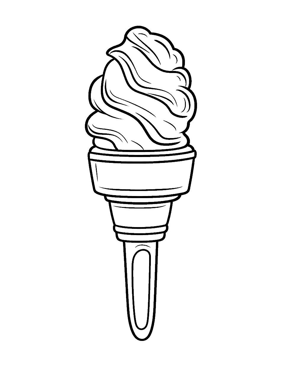 Realistic Ice Cream Scoop Coloring Page - A lifelike image of an ice cream scoop in a cone.