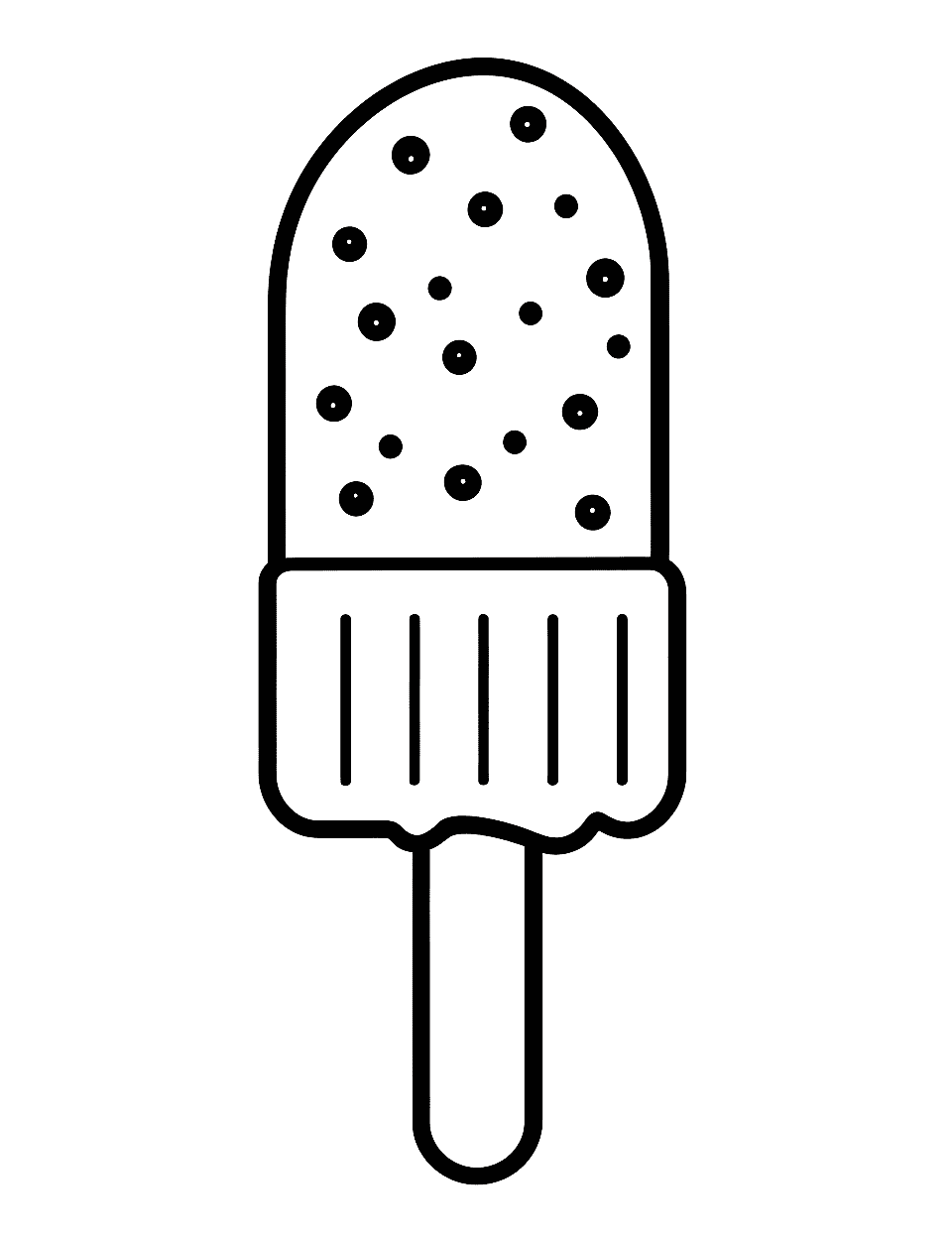 Easy Ice Cream Stick Coloring Page - A simple and easy-to-color popsicle, perfect for preschool kids.