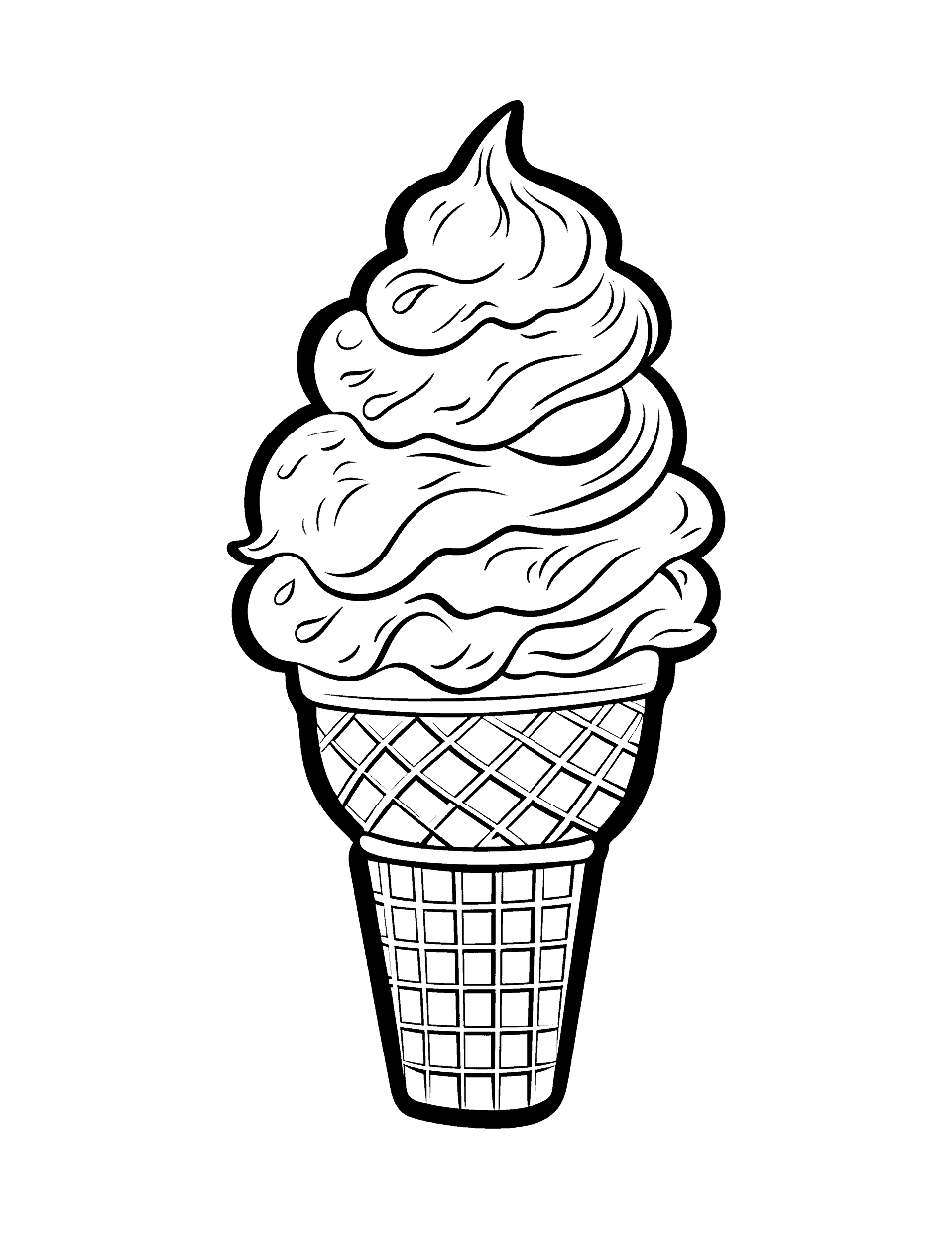 Preschool Ice Cream Fun Coloring Page - Basic shape forming an ice cream, ideal for preschool coloring.
