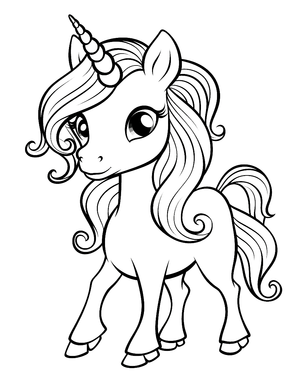 cute unicorn coloring page