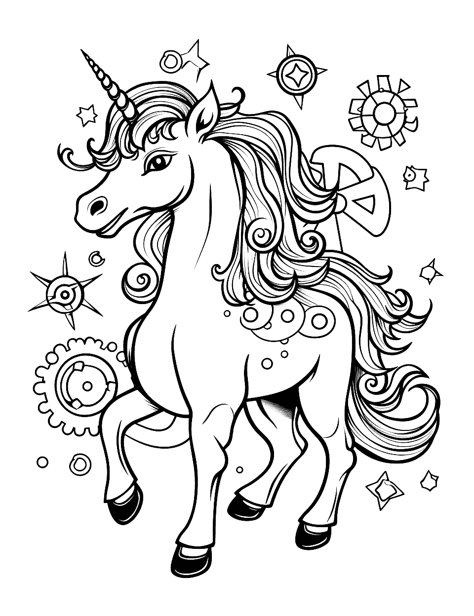 Cute Unicorns Easy Colouring Book for Kids - Captain Colouring Book