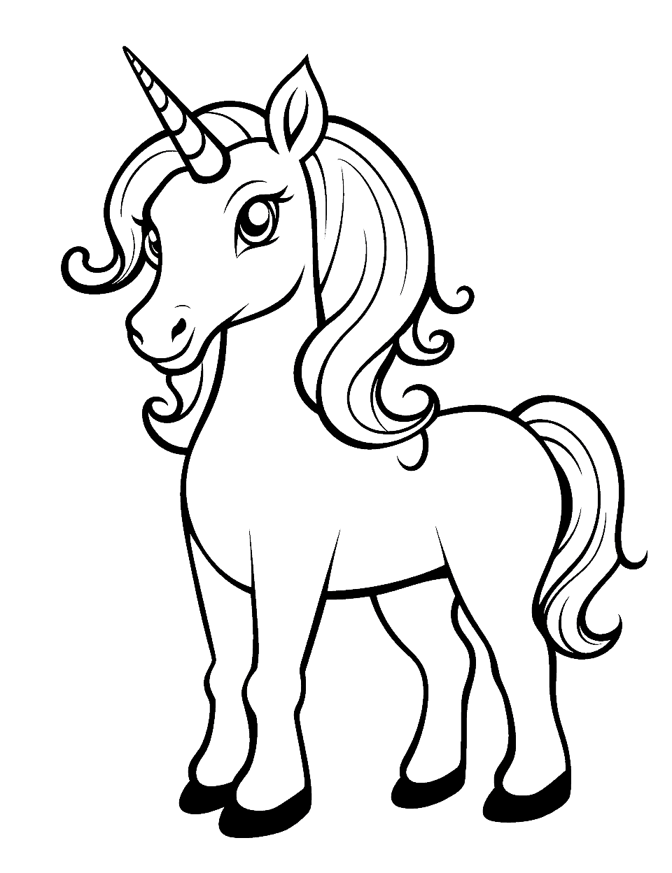 My Little Unicorn Coloring Page - A tribute to “My Little Pony,” featuring a small, cheerful unicorn in the style of the popular show.