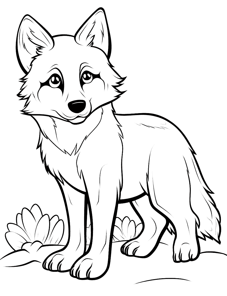 anime wolf drawing outline