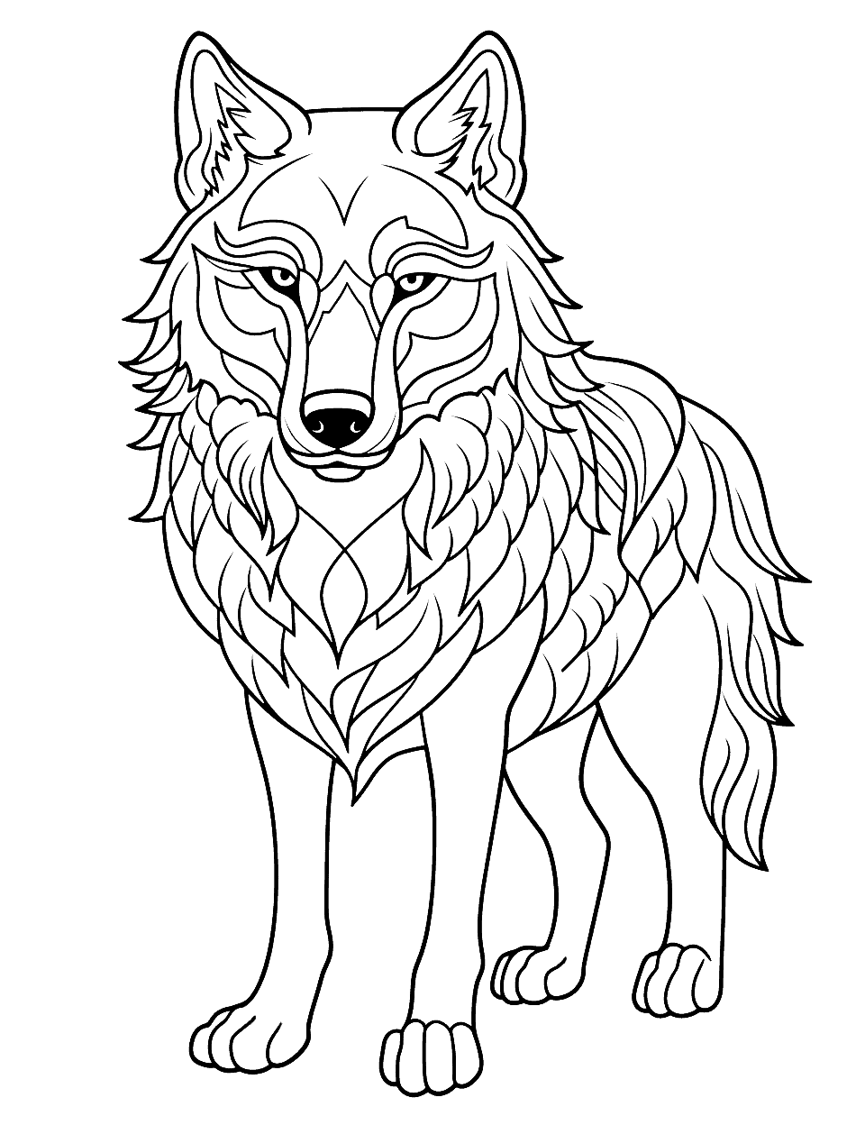 Wolf Coloring Sheet Page - A basic outline of a wolf.