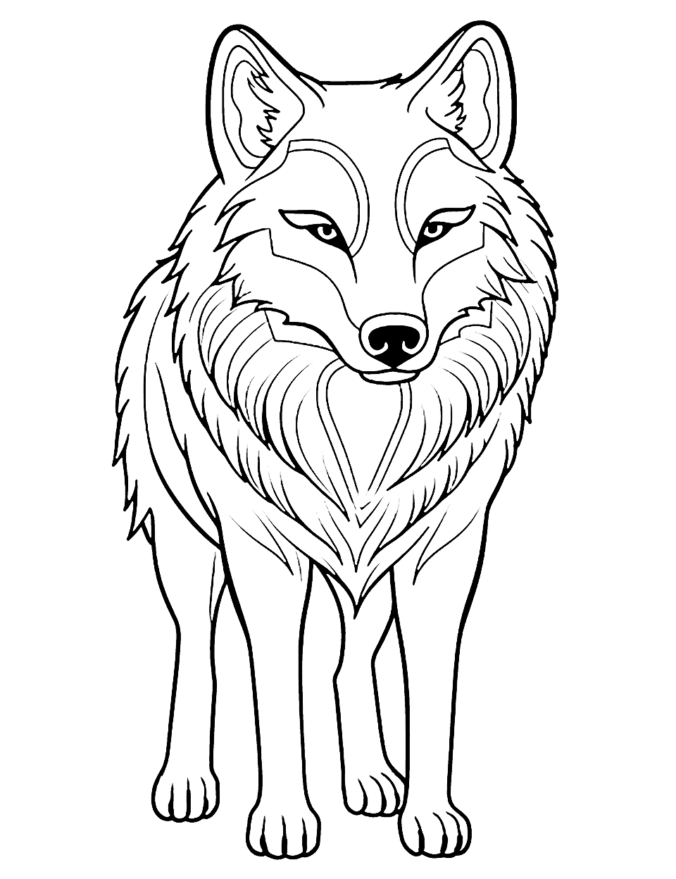Wolf Fur Coloring Page - A wolf with a long, thick coat of fur.
