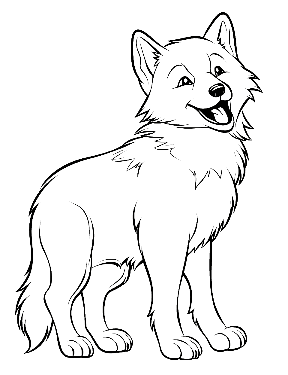Wolf Pup's First Howl Coloring Page - A tiny wolf pup trying to howl.