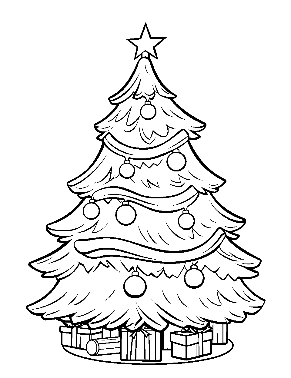 Simple Christmas Tree Canvas Coloring Page - A Simple Christmas tree waiting to be adorned with imaginative colors.