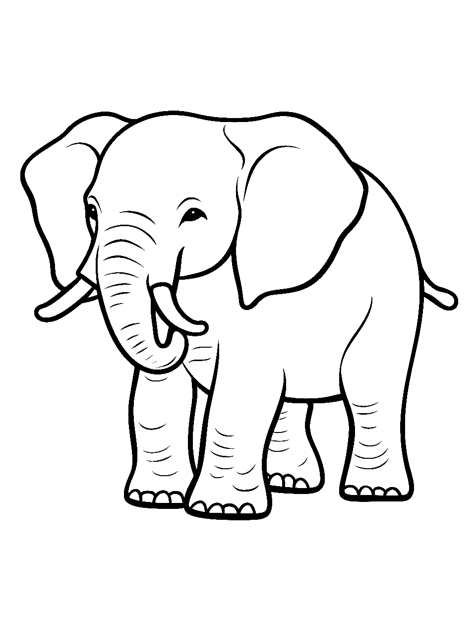 Child's Elephant Drawing Coloring Page - An elephant as envisioned and drawn by a child.