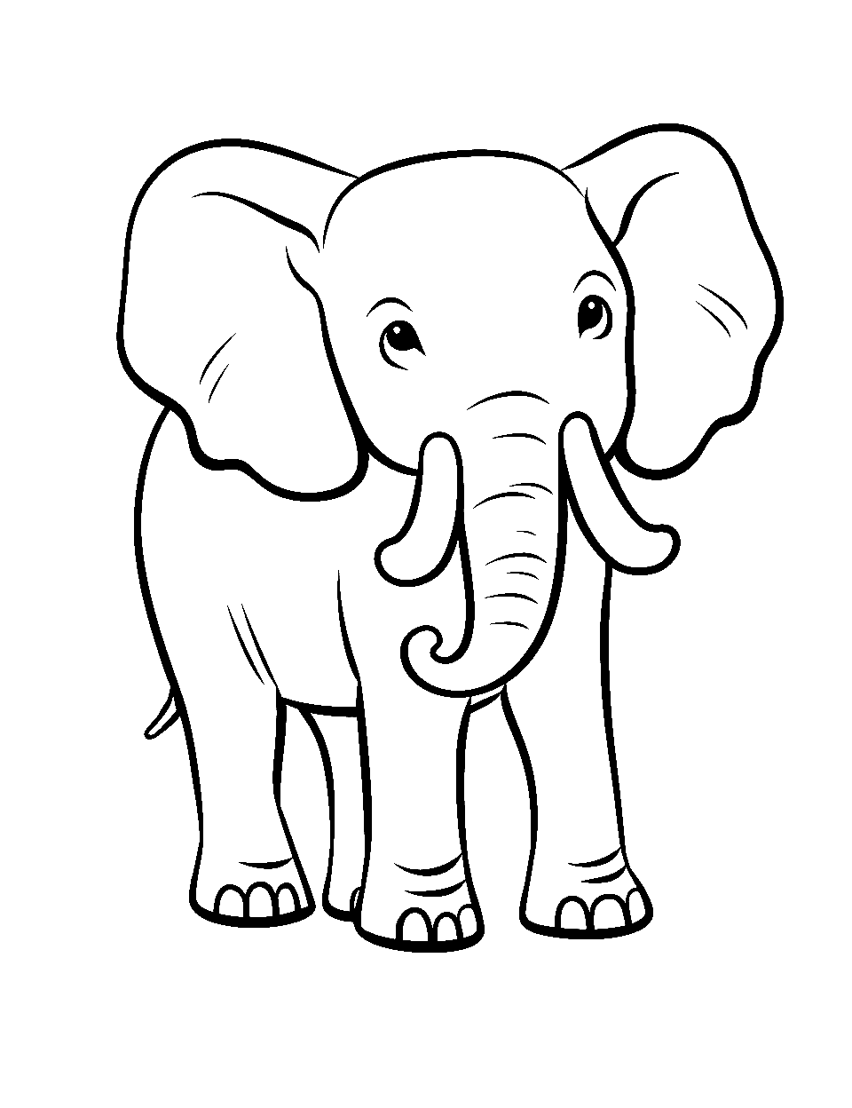 Easy Outline for Little Hands Coloring Page - A simple elephant outline, perfect for preschoolers.