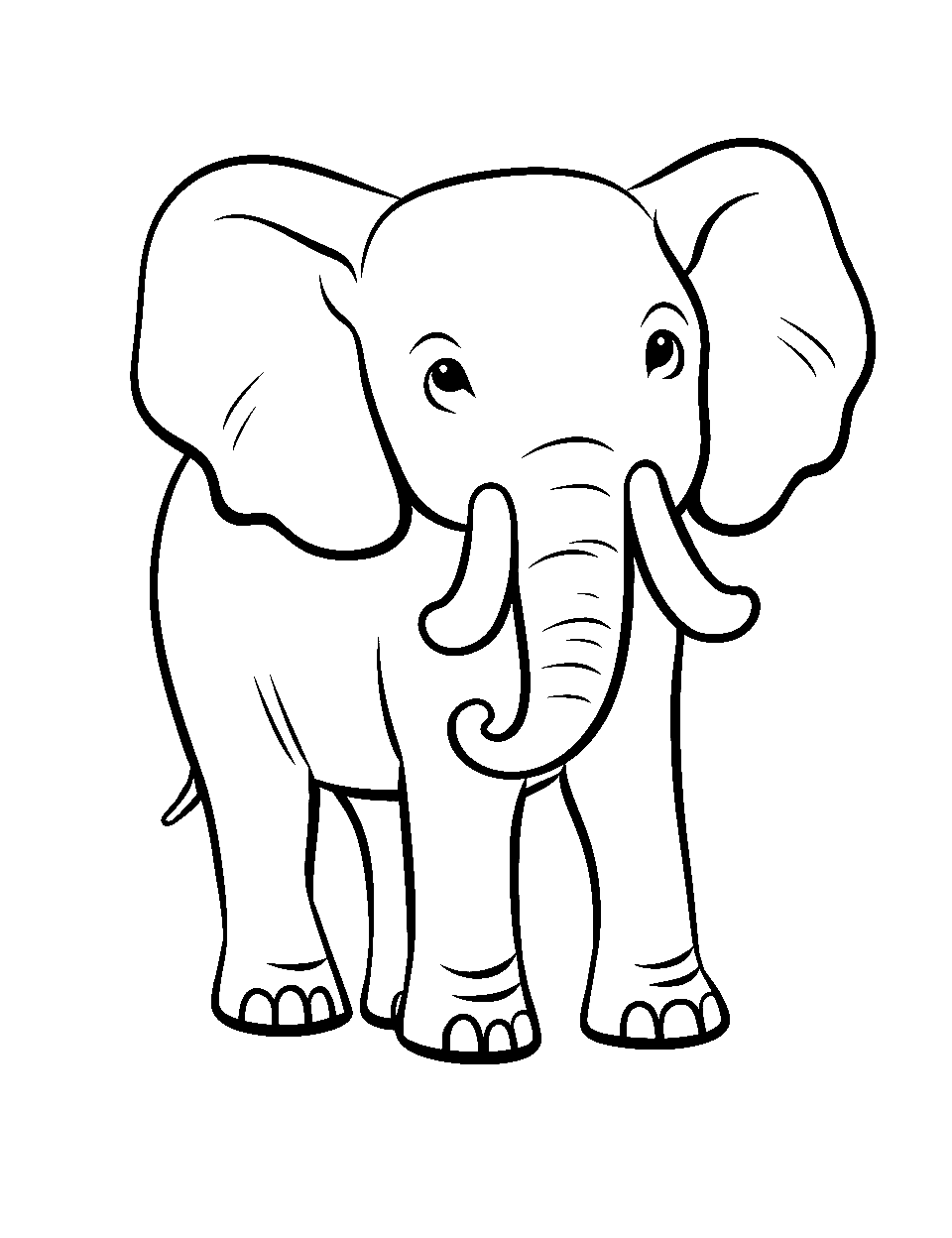 Easy Outline for Little Hands Elephant Coloring Page - A simple elephant outline, perfect for preschoolers.