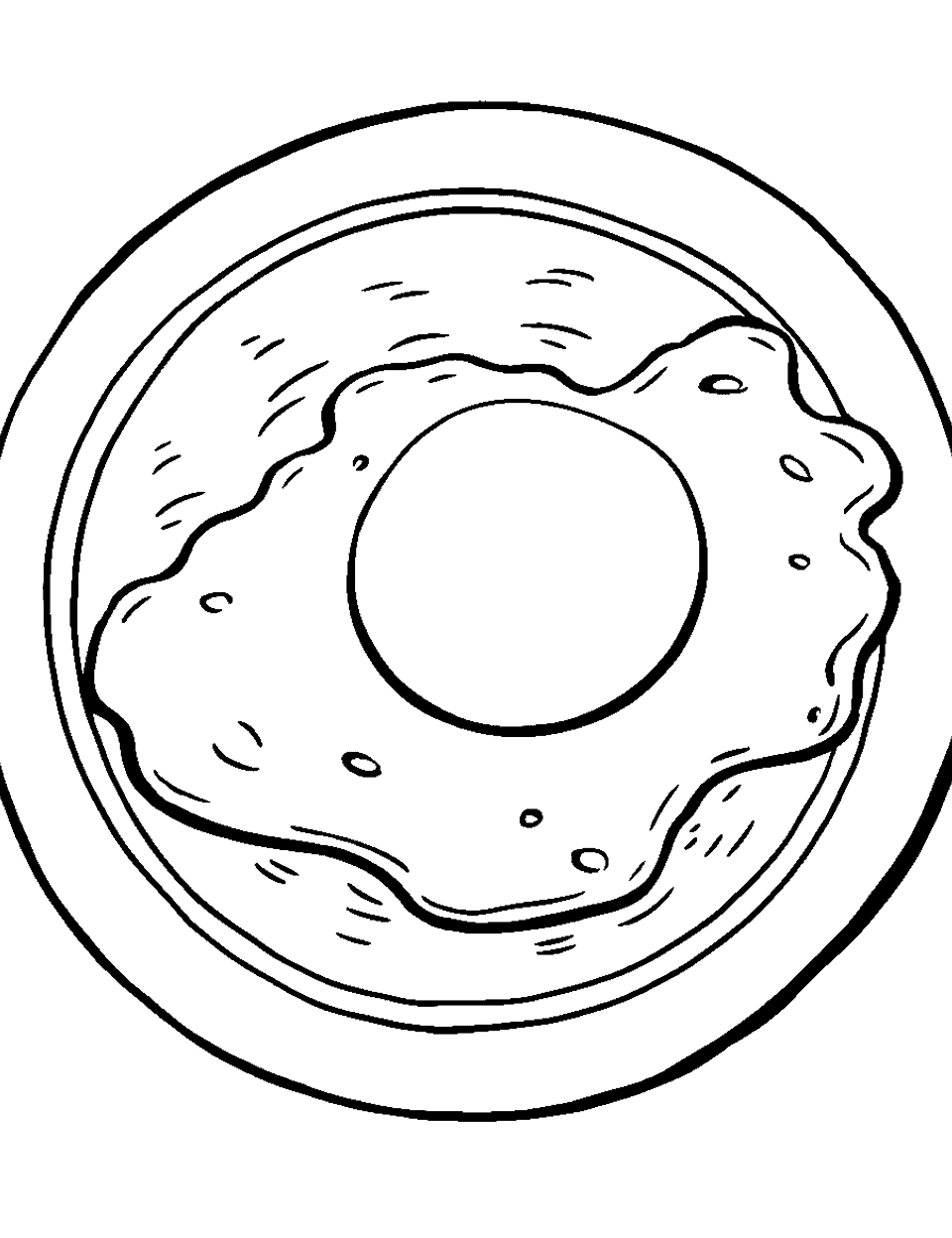 Breakfast Sunny Side Food Coloring Page - A sunny-side-up egg on a plate.