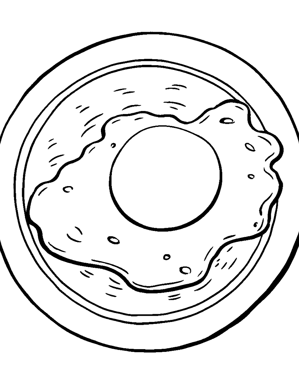 Breakfast Sunny Side Coloring Page - A sunny-side-up egg on a plate.