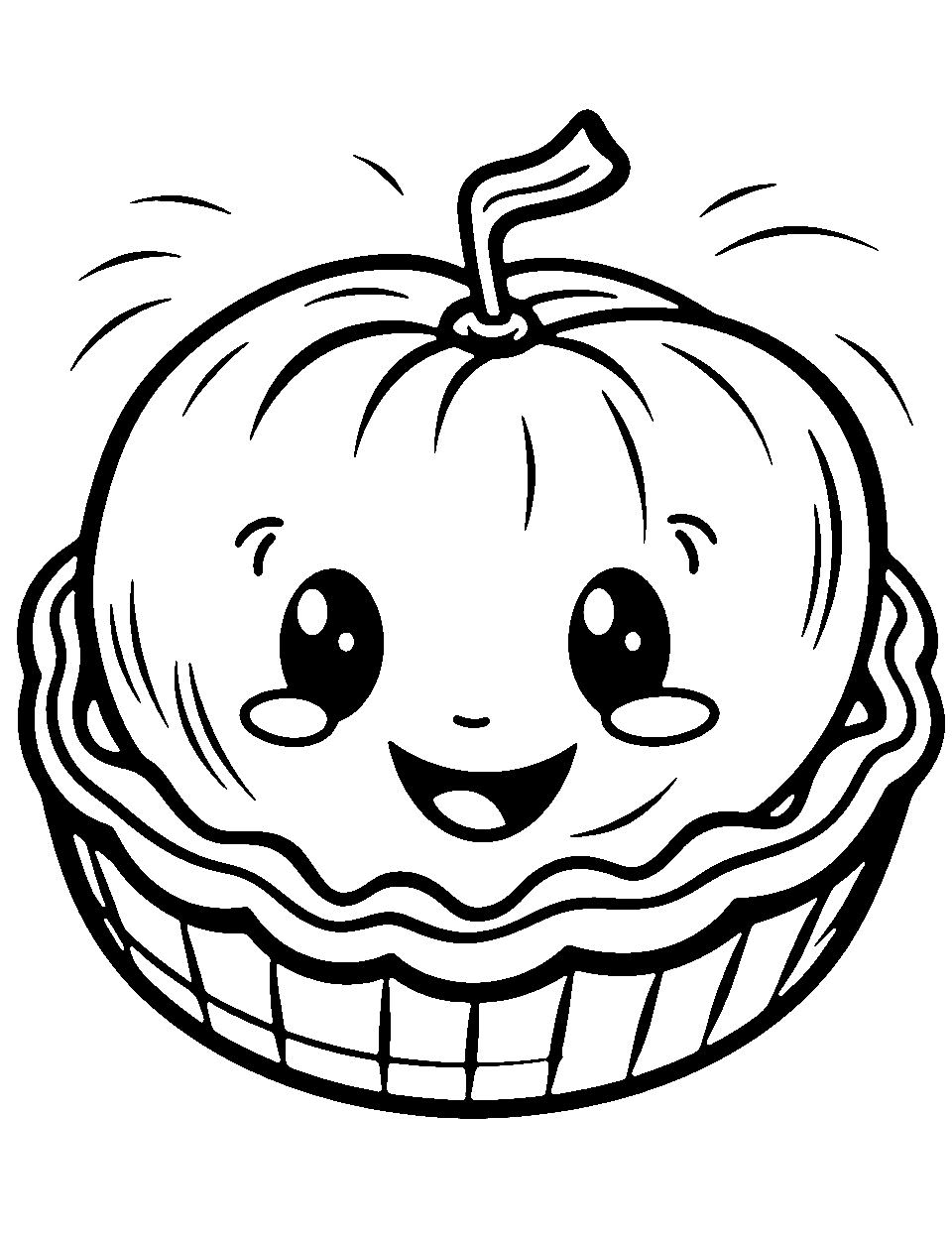 A Cute Pumpkin  Food Coloring Page - A cute pumpkin with a smiling face.
