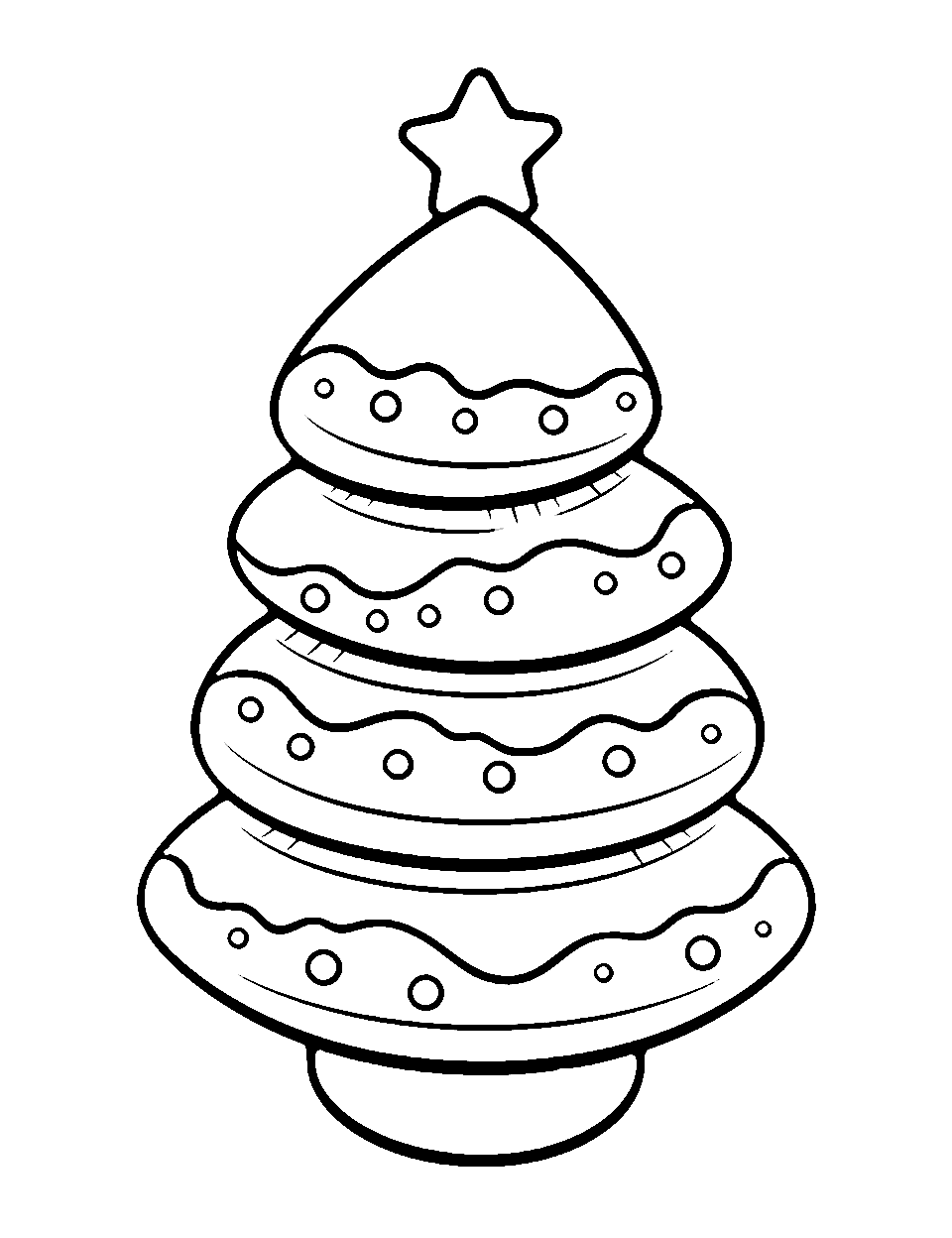 Christmas Cookie Decor Food Coloring Page - Christmas tree-shaped cookie with colorful icing.