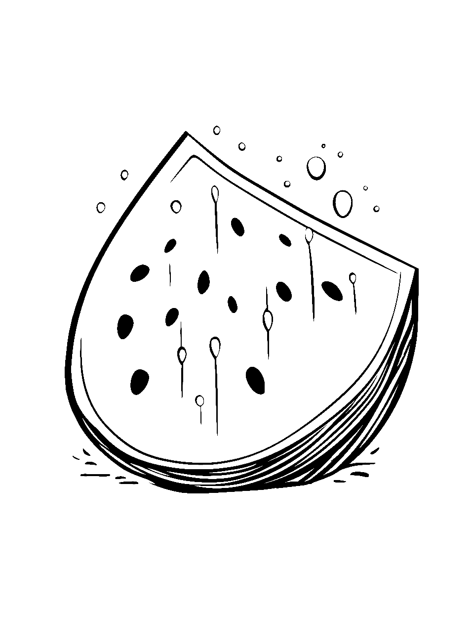 Summer Watermelon Food Coloring Page - A juicy watermelon slice for the maximum refreshment in summer.