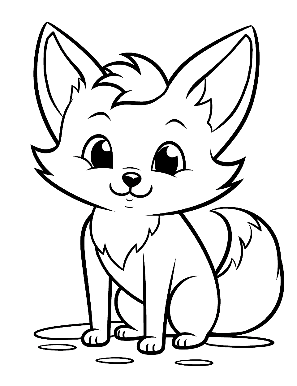 Chibi Fox Cuteness Coloring Page - An irresistibly cute, small-bodied fox with exaggerated features.