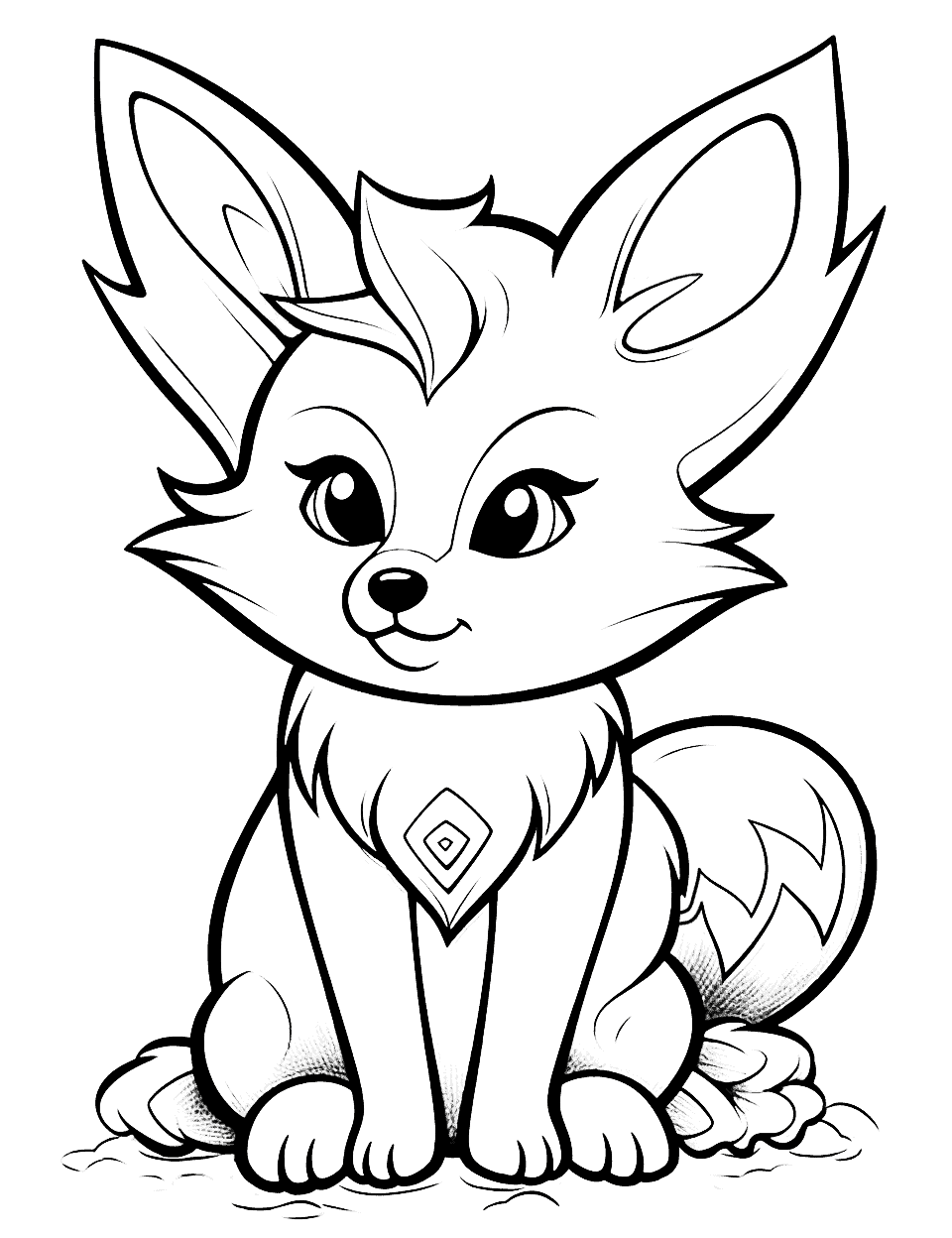Animal Jam Inspired Fox Coloring Page - A fox inspired by the popular game Animal Jam in a playful pose.