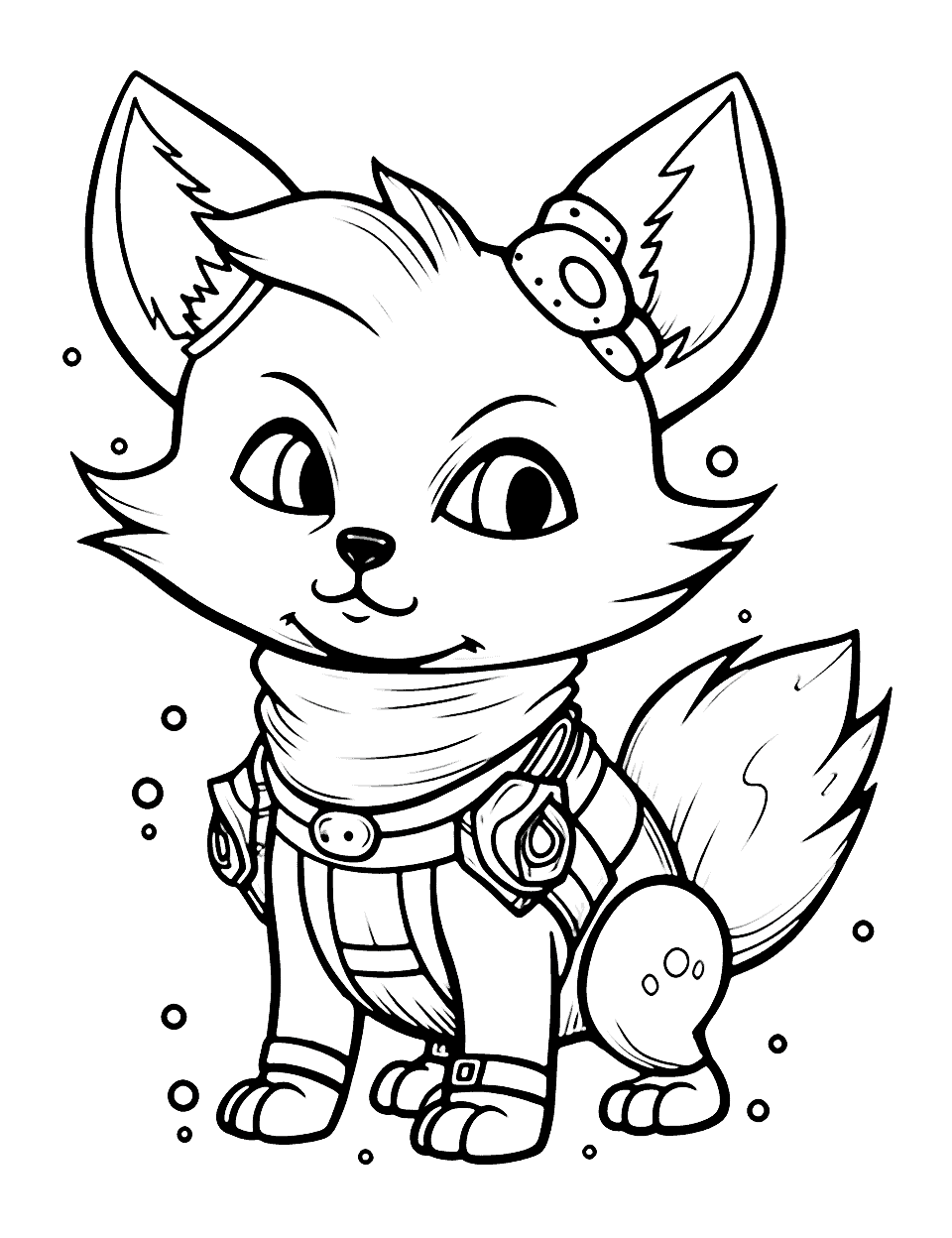 Steampunk Fox Coloring Page - A fox equipped with steampunk gear, ready to embark on a mechanical adventure.
