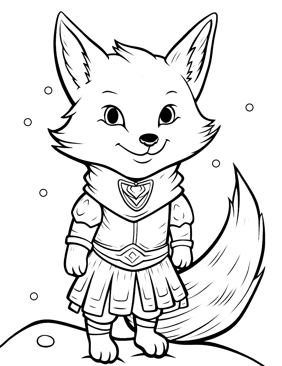 Knight Fox Coloring Page - A brave fox donned in knight armor, ready to defend its kingdom.