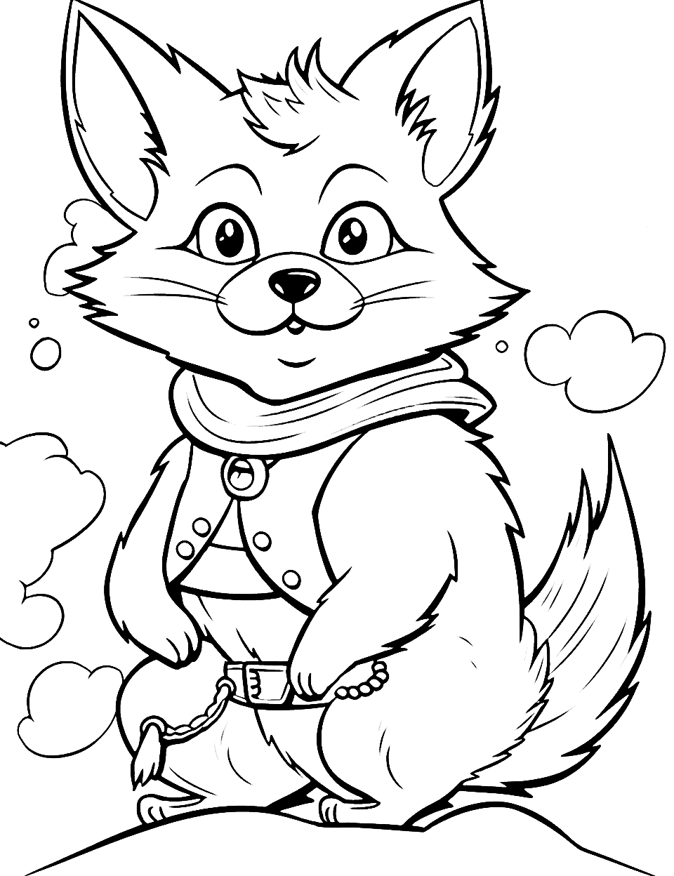 Seafaring Fox Pirate Coloring Page - A fox is ready for high-seas adventures.