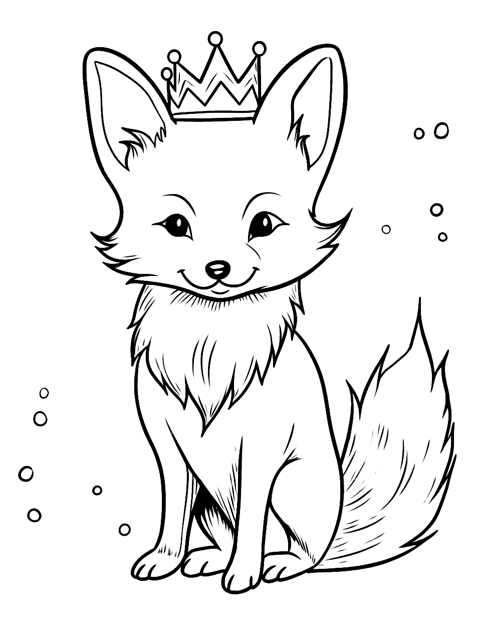 Fox's Royal Coronation Coloring Page - Wearing a crown, this fox is the newly crowned monarch of its realm.