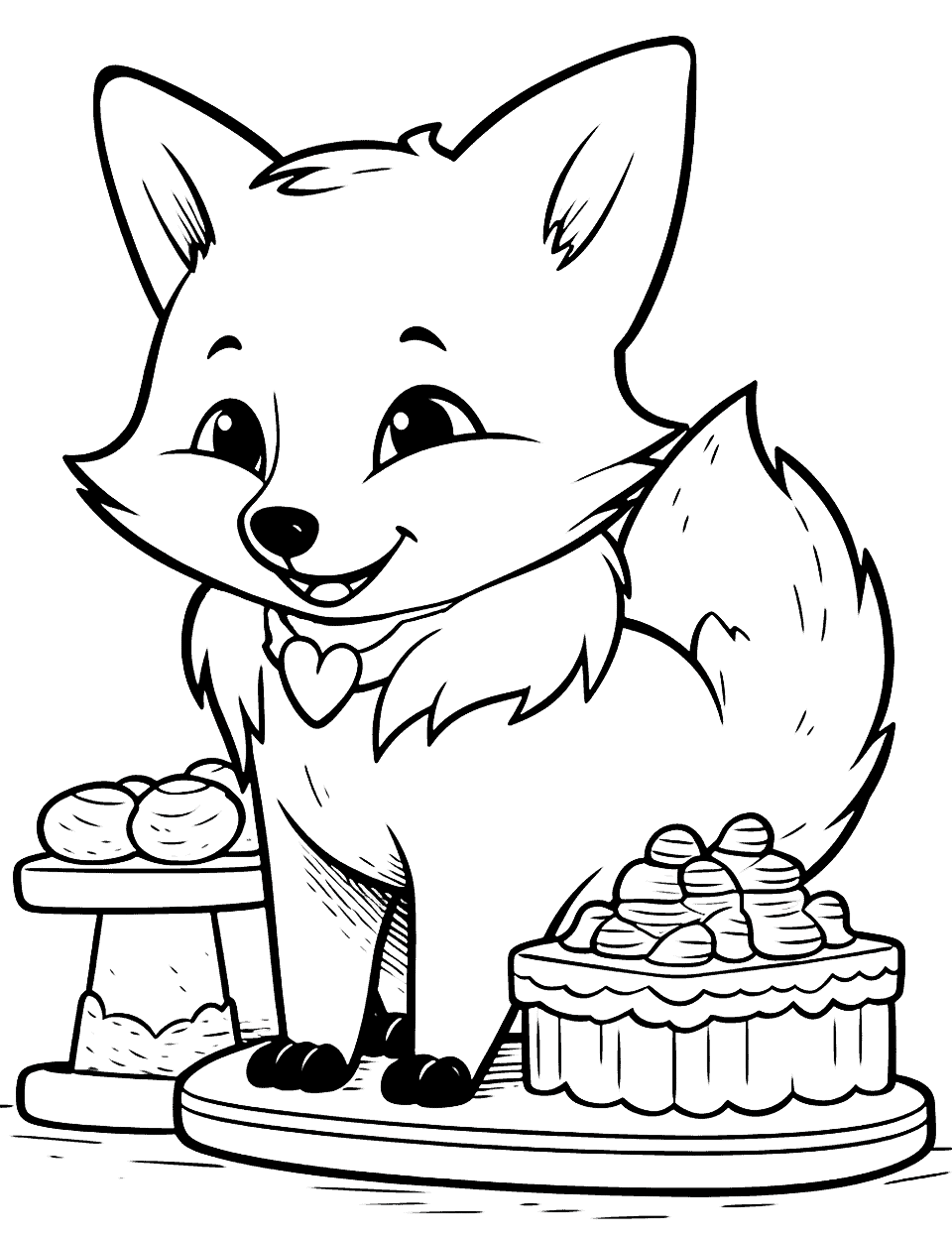 Fox's Bakery Delight Coloring Page - Our fox runs a delightful little bakery.