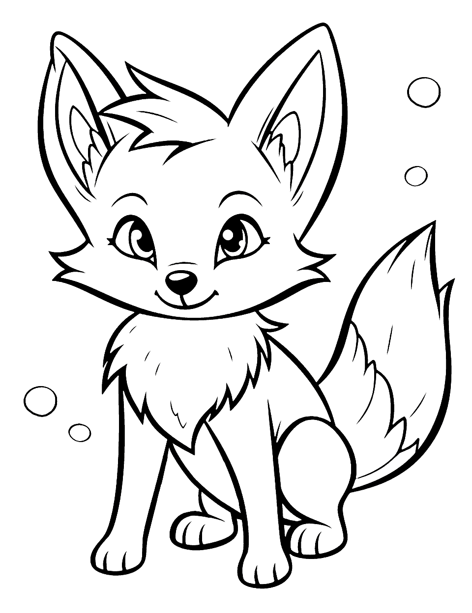 Anime Fox Hero Coloring Page - An anime-inspired fox with sharp eyes and a confident stance, ready to embark on a new adventure.