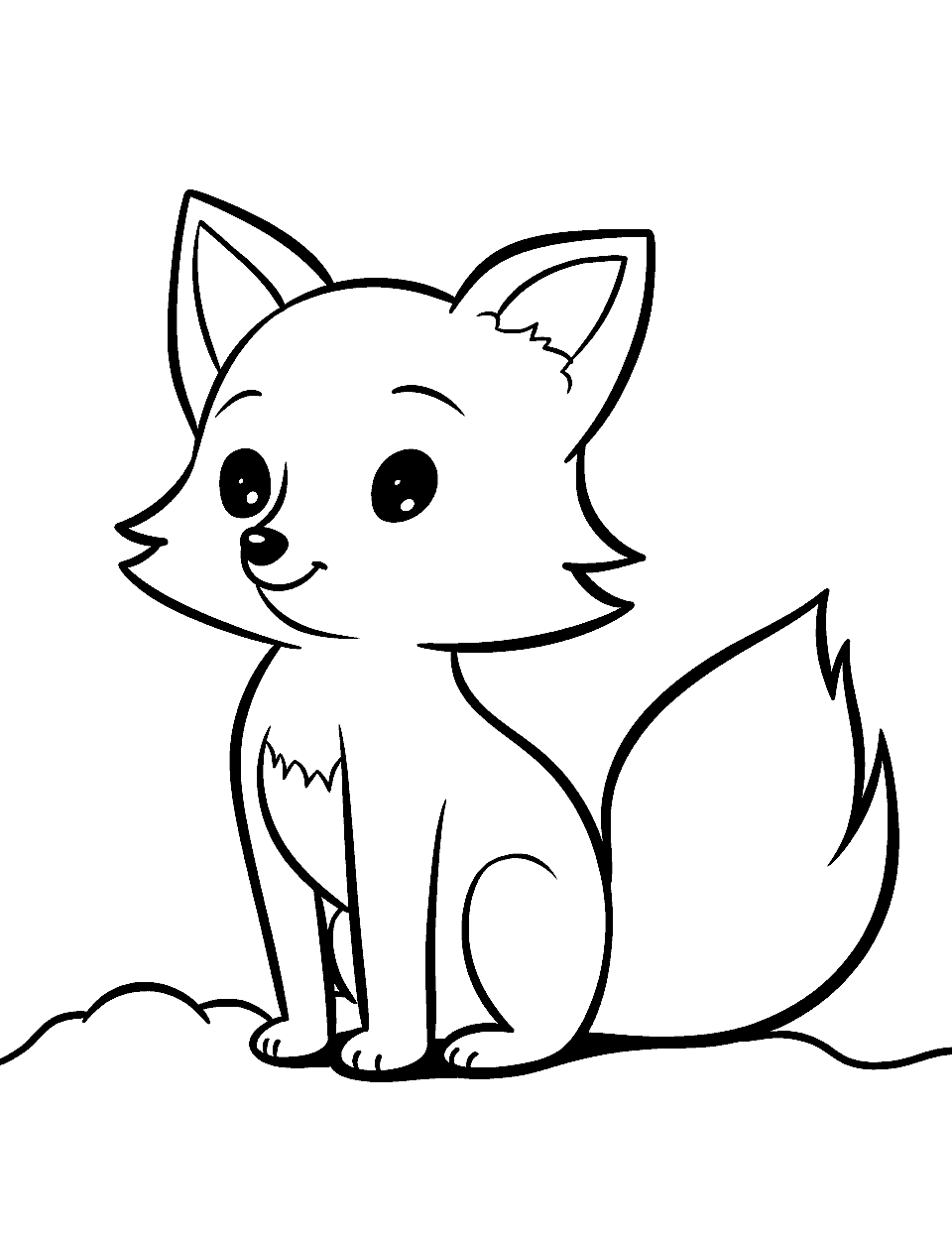 Easy and Simple Fox Coloring Page - A basic outline of a fox, ideal for young kids or beginners.