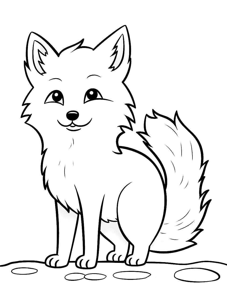 Majestic Arctic Fox Coloring Page - The white, fluffy Arctic fox stands tall.