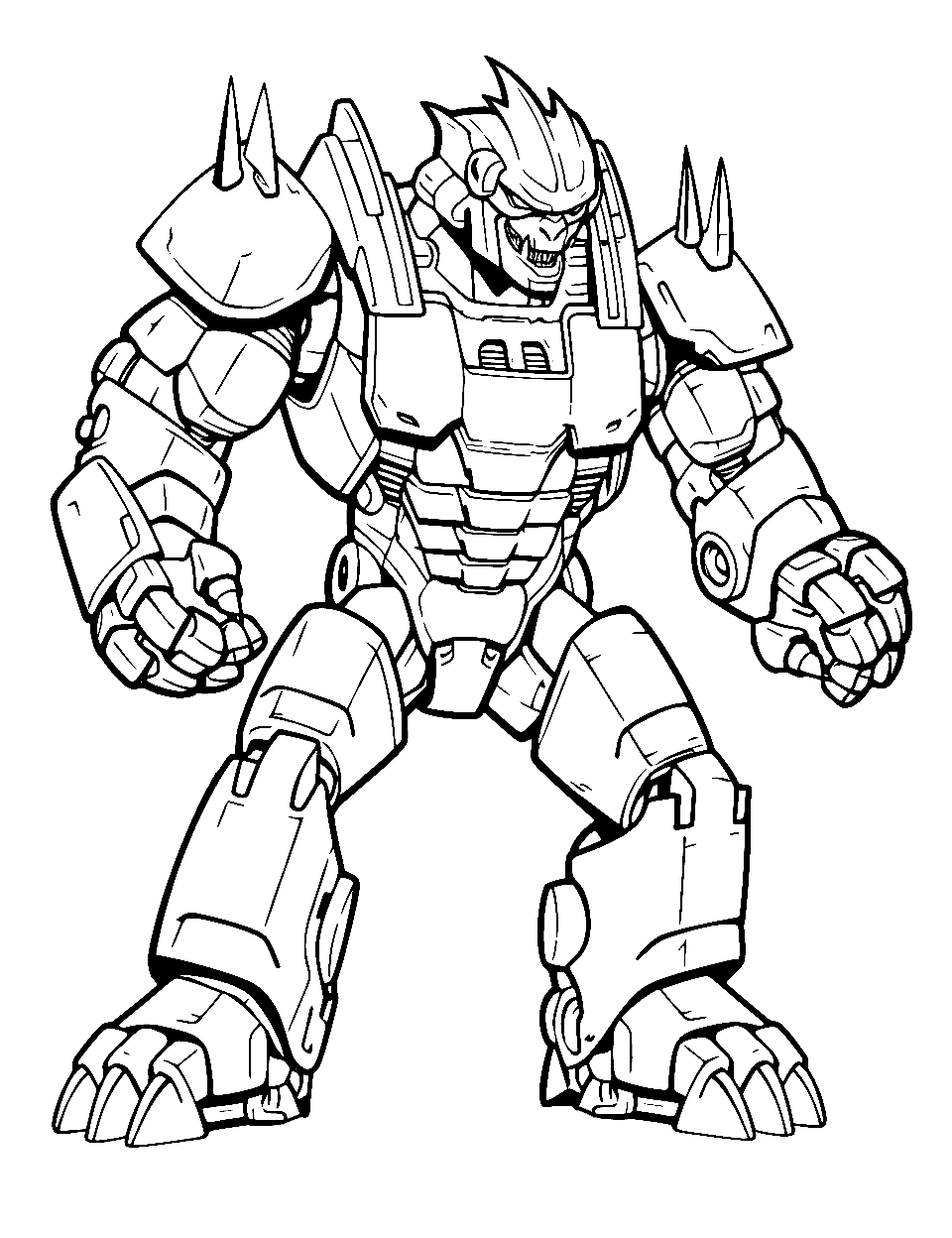 Mecha Design Godzilla Coloring Page - A Godzilla inspired mecha suit design.