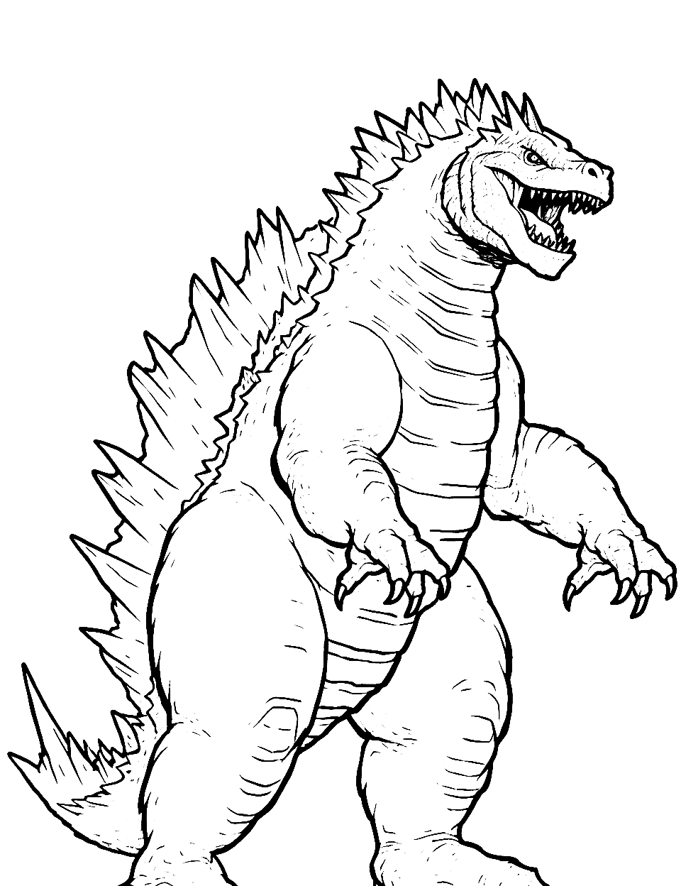 Godzilla 2014 Pose Coloring Page - The 2014 version of Godzilla.